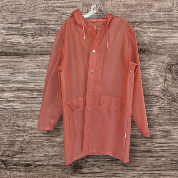 Rains Rust Orange Hooded Raincoat - Picture 1 of 4